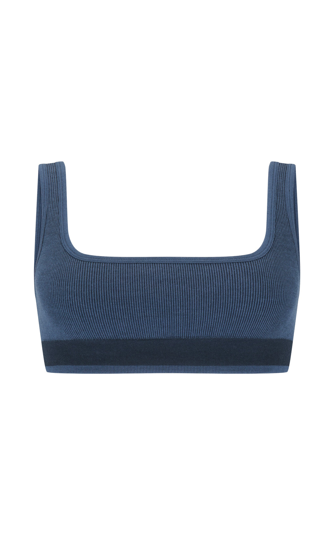 FINE RIB WOOL BRALET - DENIM