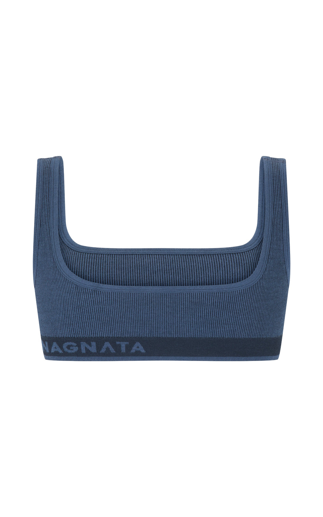 FINE RIB WOOL BRALET - DENIM